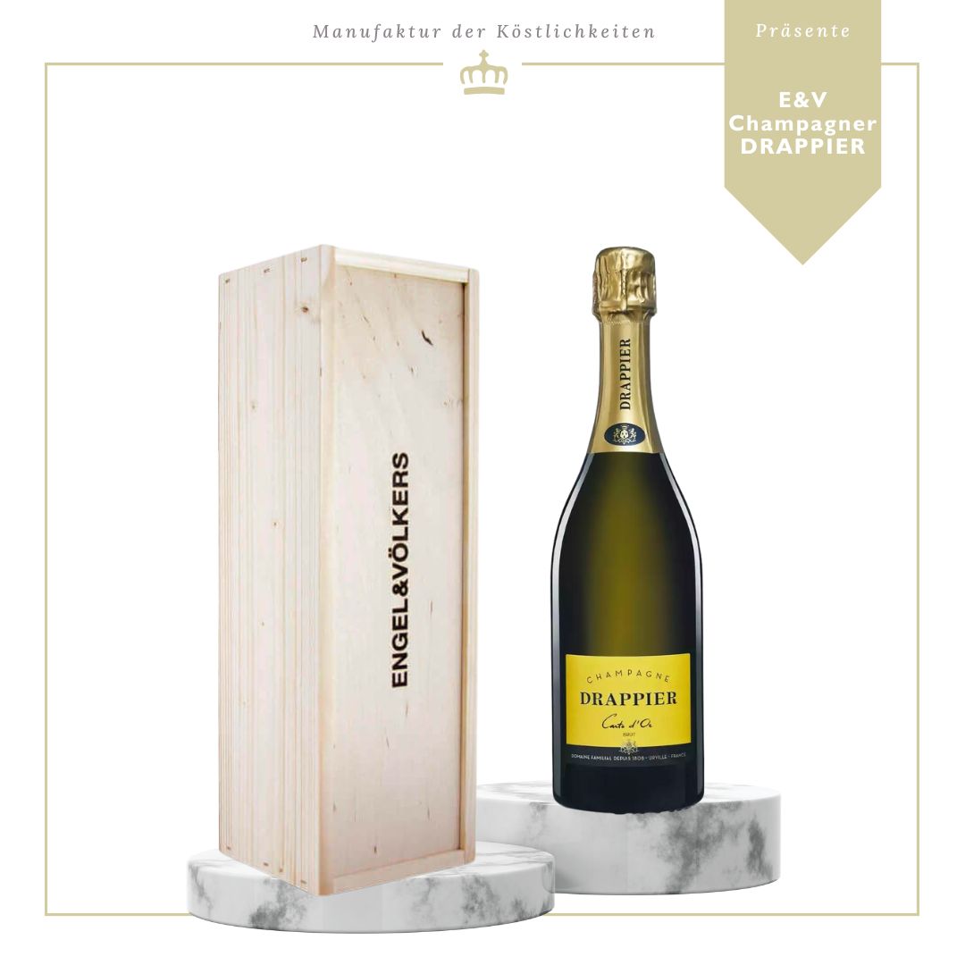 E&V - Champagner Drappier in Holzkiste