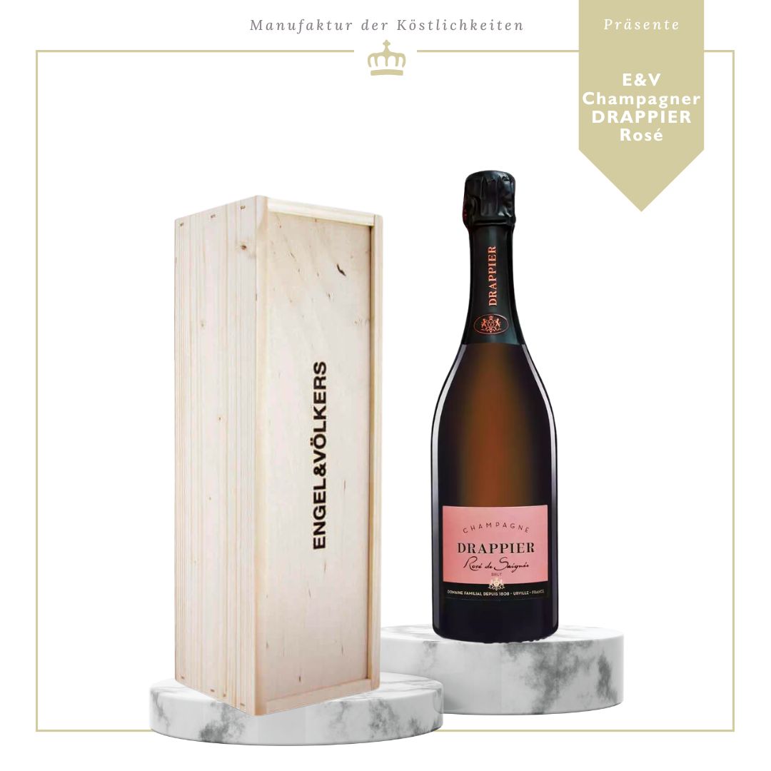 E&V - Champagner Drappier Rose in Holzkiste